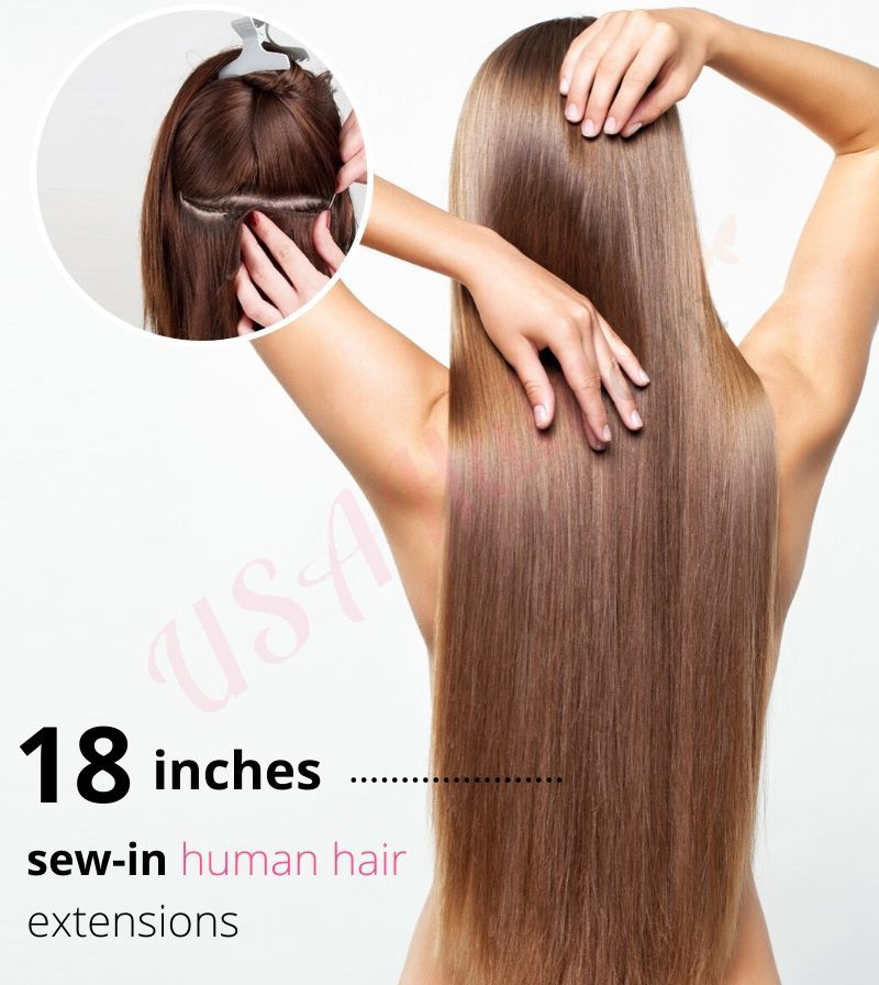 18 inch sew in hair extensions remy hair weaves wefts Real Hair 18 inch