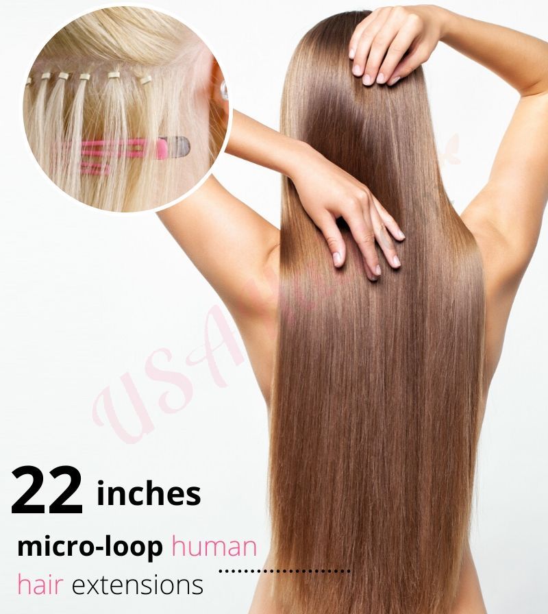 22 inch micro beads hair extensions, micro loop extensions Remy Hair 22 inch