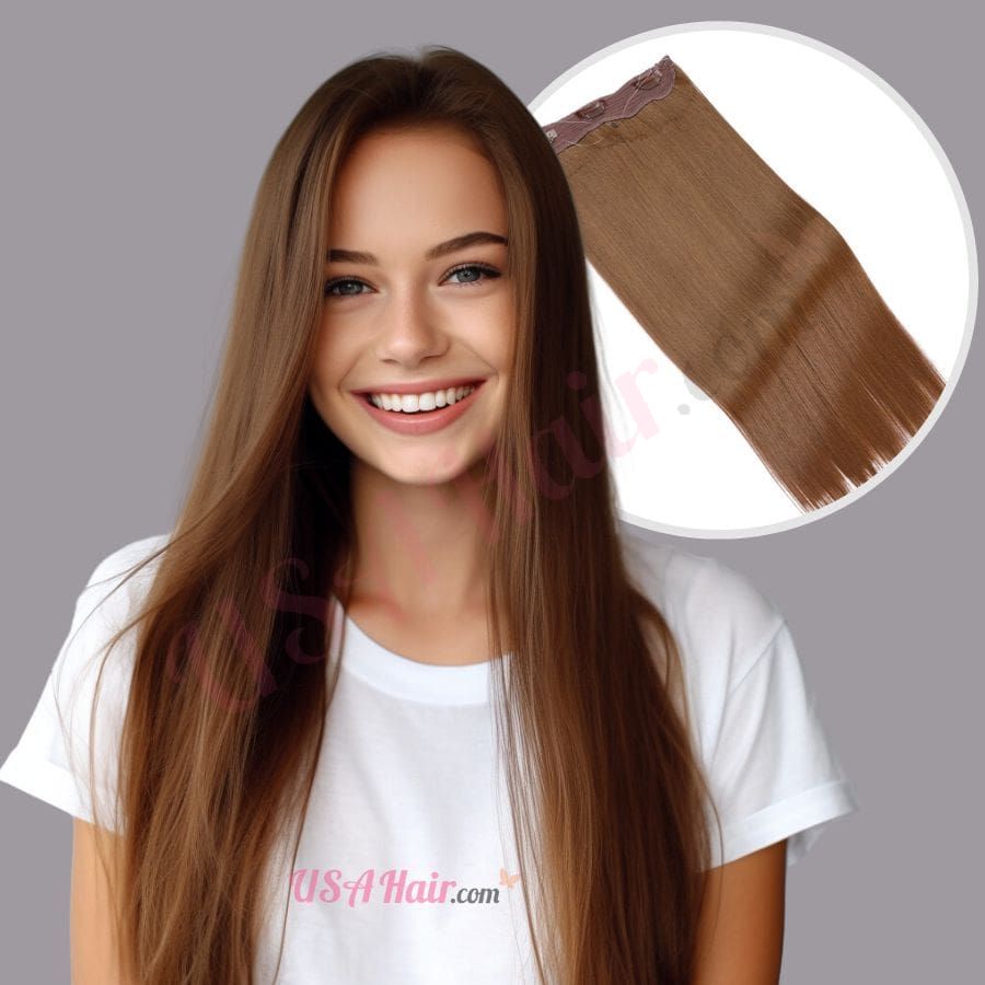 Chestnut Brown Invisible Wire Hair Extensions Fake Hair Synthetic Hair  Chestnut Brown