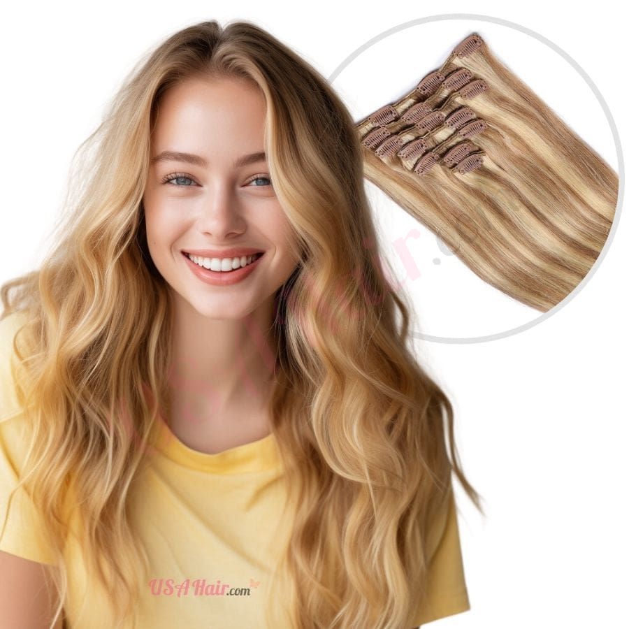 Clip in human hair extensions ash blonde outlet