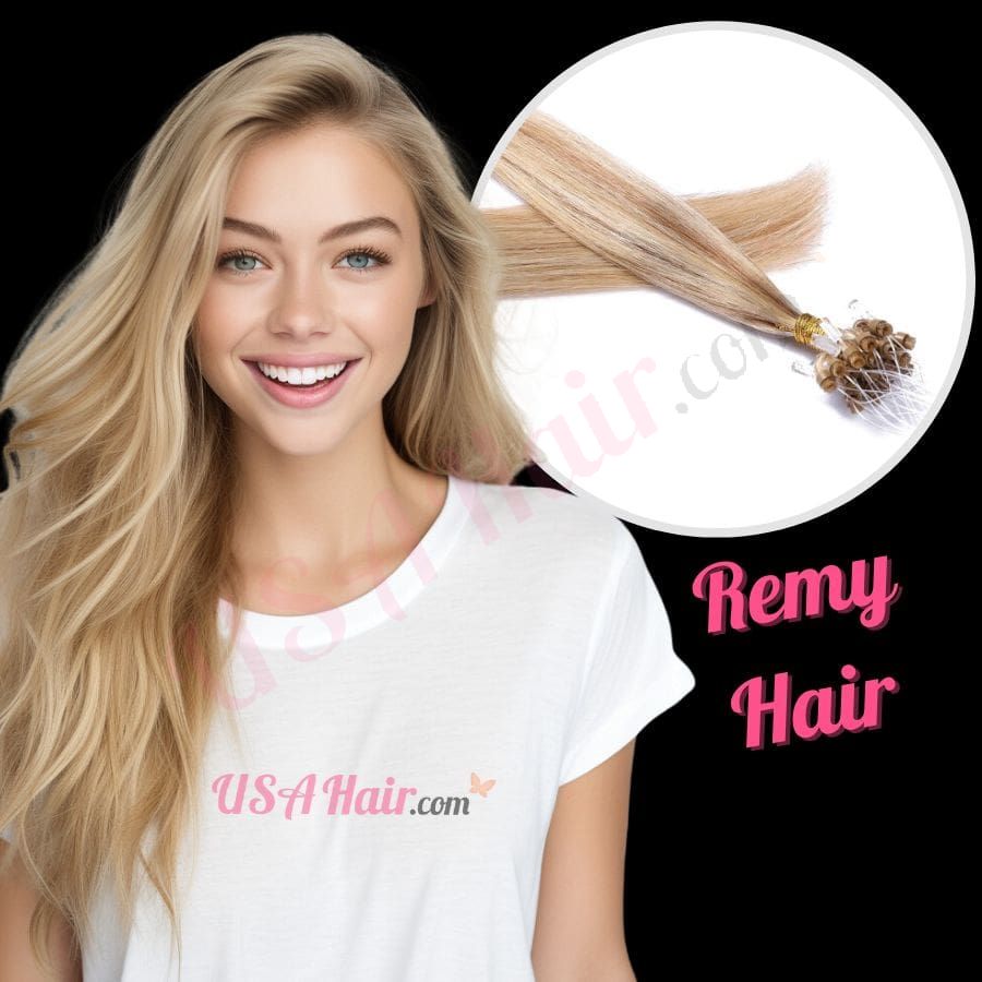 THICK 200S 1G Nano Ring 100% Remy Human Hair Extensions Micro Loop Beads  Blonde