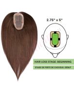 Dark Brown #2  Hair Topper 14 inch For Thinning Hair Part (Size: 2.75 inch x 5 inch, Weight: 45g) Remy Human Hair 