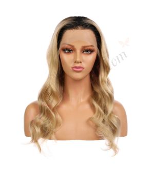 Long Sleek Straight Medium Chestnut Brown Ombre Lace Front Wigs - LILLIANA