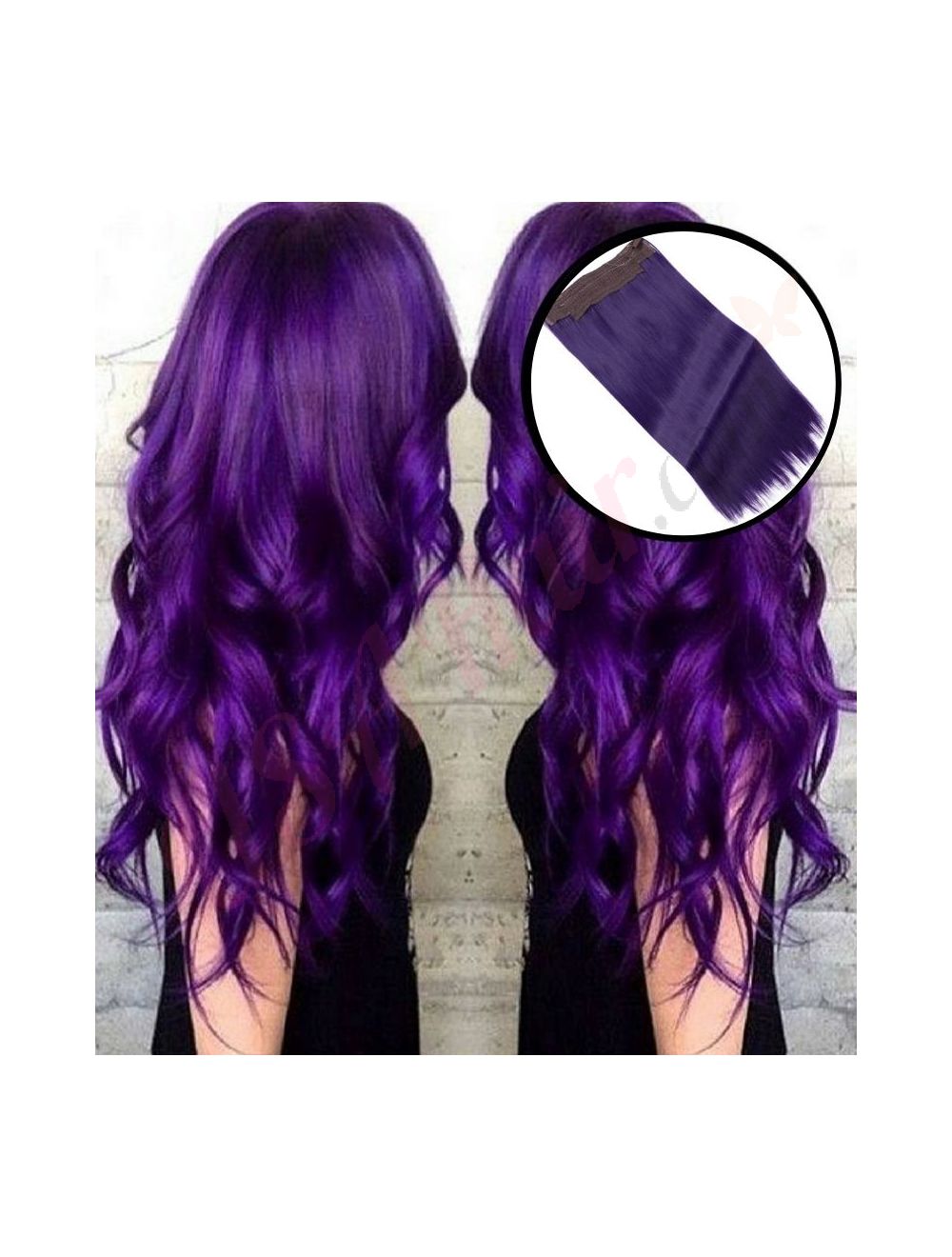 Purple Invisible Wire Hair Extensions Fake Hair Synthetic Hair Purple
