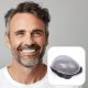 #230 Dark Brown with medium gray Hair Toupee For Men | Hair Replacement System For Men PU Topper - Remy Human Hair 